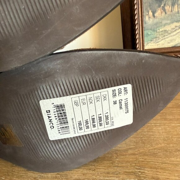 New! Bianco Camel Mona Suede Leather Cowboy Boots 38 - Picture 7 of 8